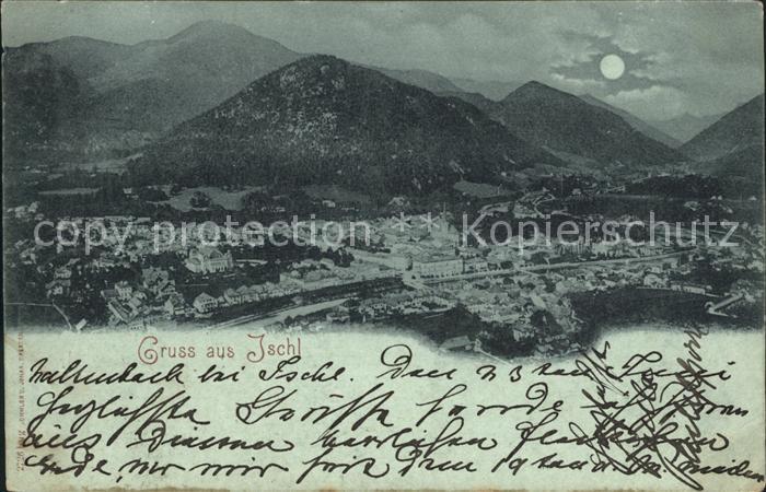 Ischl Salzkammergut Bad Gesamtansicht mit Alpenpanorama im Mondschein