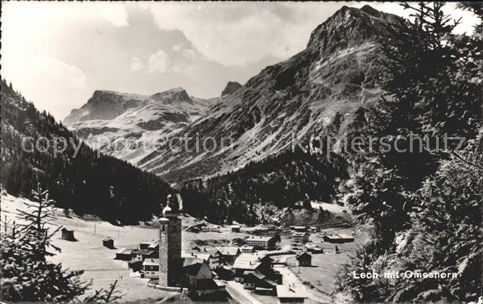 Lech Vorarlberg Ortsansicht mit Kirche und Omeshorn Lechtaler Alpen