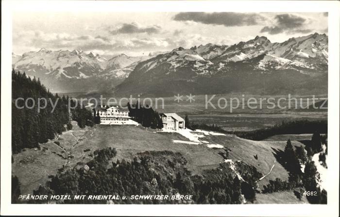 Bregenz Vorarlberg Pfaender Hotel mit Rheintal Schweizer Berge Alpen