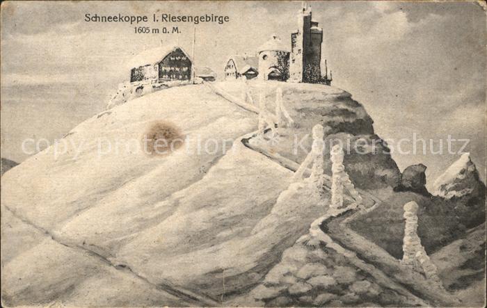 Schneekoppe Snezka Berghaus Baude im Winter