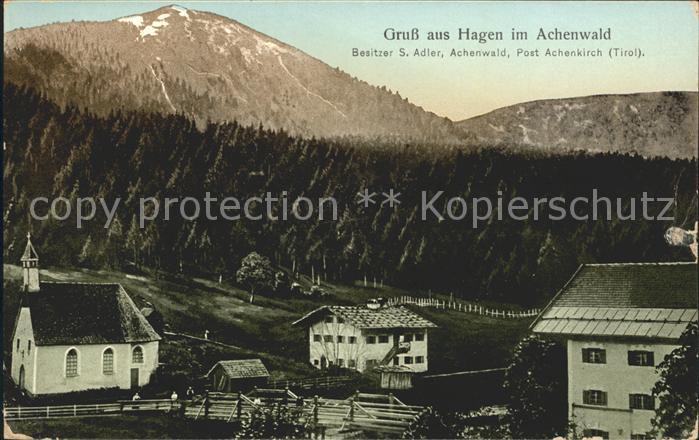 Hagen Achenwald Tirol Dorfpartie mit Kirche Bruecke