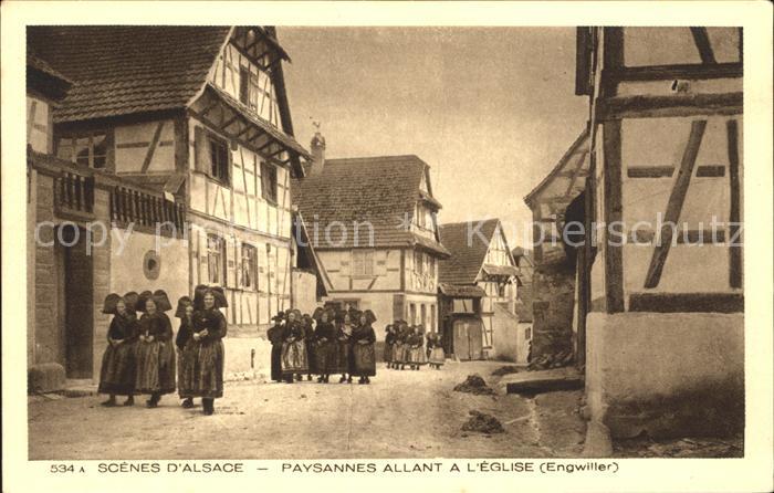 Engwiller Paysannes allant a l'Eglise Scenes d Alsace Collection l'Alsace