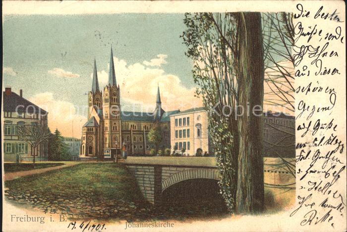 Freiburg Breisgau Johanneskirche Dreisam Bruecke