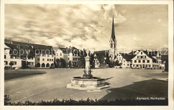 Amriswil TG Marktplatz Brunnen Kirche Gasthof