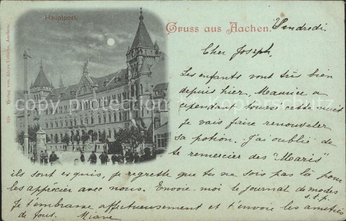Aachen Hauptpost im Mondschein