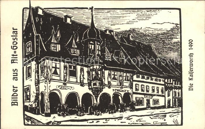 Alt Goslar Kaiserworth Gildehaus Wandschneider anno 1490 Holzschnitt Kuenstlerka