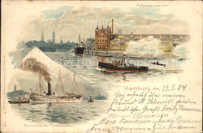 HAMBURG  CITY Apfelsinenspeicher Kutter Tankdampfer