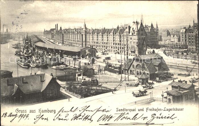 HAMBURG  CITY Sandtorquai Freihafen Lagerhaeuser