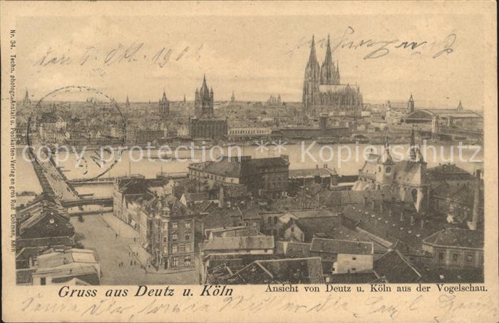 Deutz Koeln aus der Vogelschau Dom