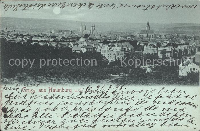 Naumburg Saale Stadtbild im Mondschein Bahnpost