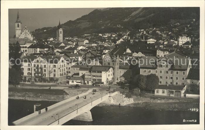 Schwaz Tirol Ortsansicht Brücke