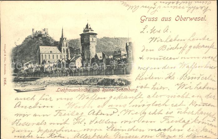 Oberwesel Rhein Liebfrauenkirche Ruine Schoenburg Deutsche Reichspost