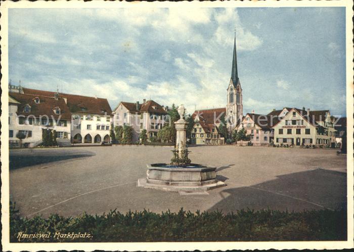 Amriswil TG Marktplatz Brunnen Kirche