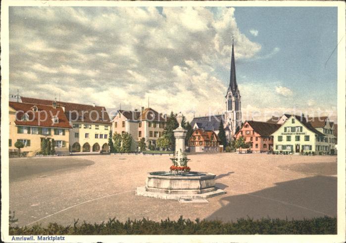 Amriswil TG Marktplatz Brunnen Kirche