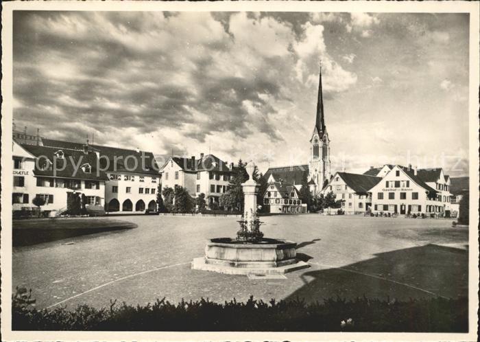Amriswil TG Marktplatz Brunnen Kirche