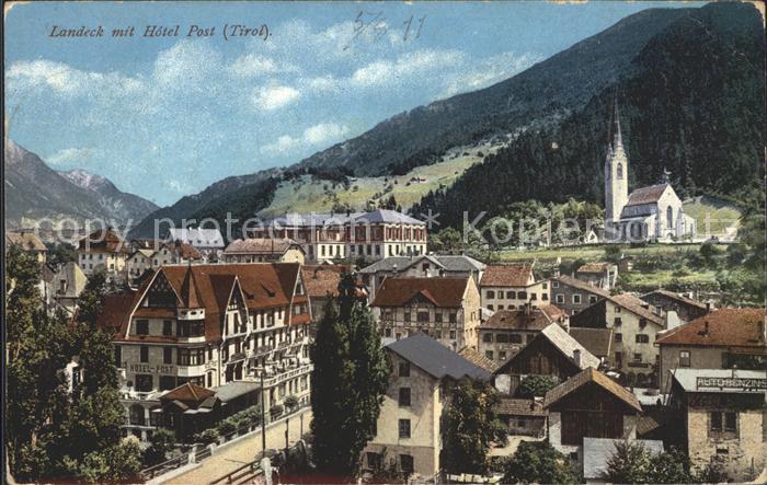 Landeck Tirol Ortsansicht mit Hotel Post Kirche