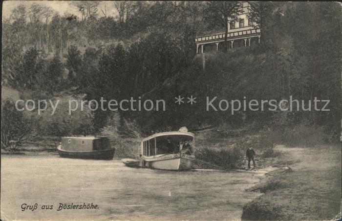 Boeslershoehe Westpreussen Partie am Fluss Boot