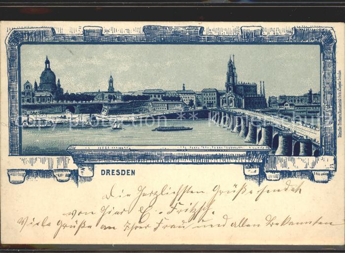 DRESDEN Elbe Bruecke Altstadt Kirche