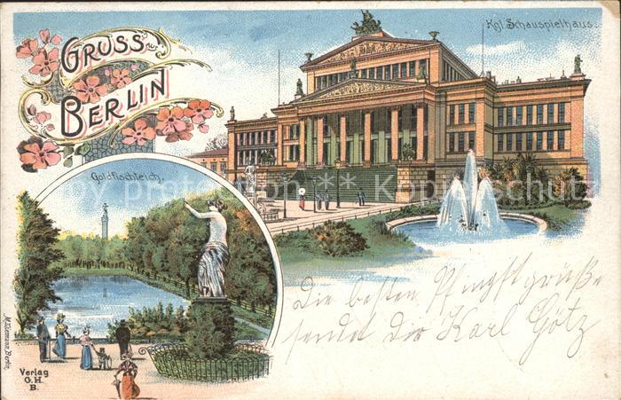 BERLIN  CITY Goldfischteich Statue Kgl. Schauspielhaus Deutsche Reichspost