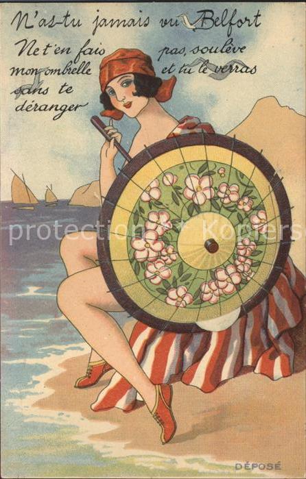 Belfort Alsace Junge Frau am Strand Schirm