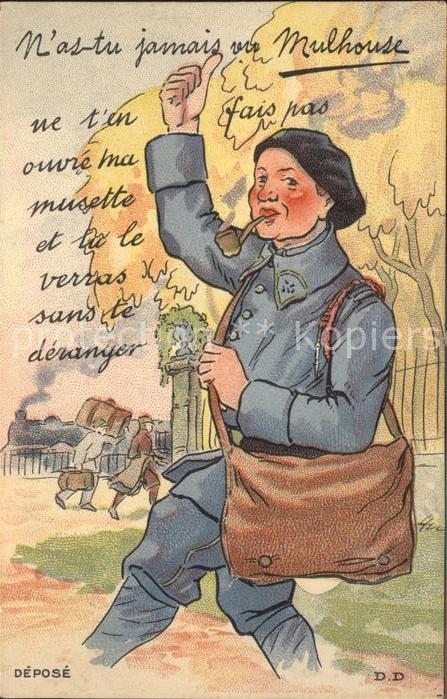 Mulhouse Muehlhausen Mann mit Pfeife Tasche