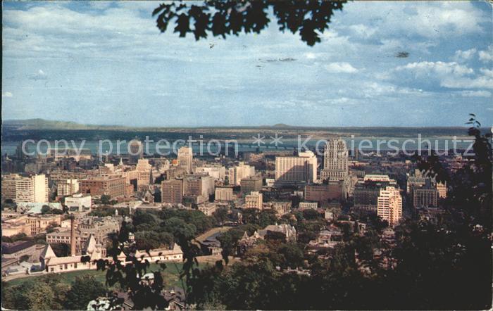 Montreal Quebec Business District view from Mount Royal St Lawrence River Victor