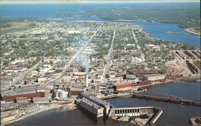 Fort Frances Town and Paper Mill International Bridge aerial view