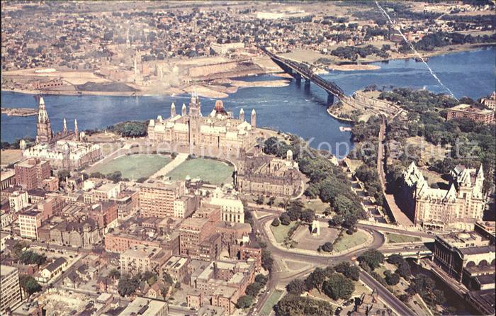 Ottawa Ontario Canadian Houses of Parliament aerial view
