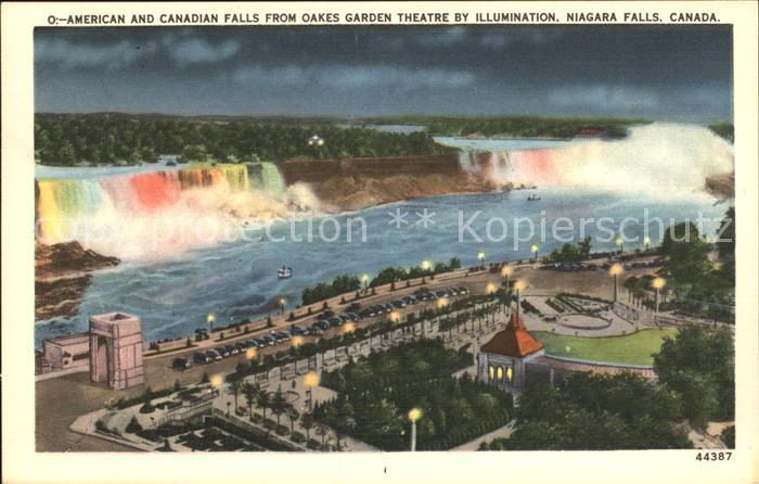 Niagara Falls Ontario American and Canadian Falls by illumination Oakes Garden