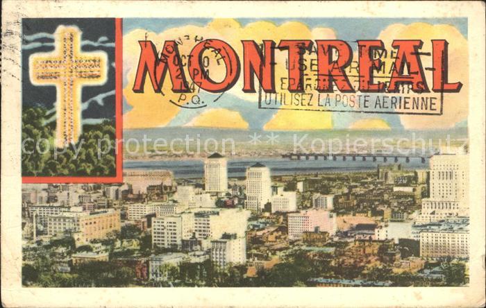 Montreal Quebec General view St Lawrence River Bridge Mount Royal Cross