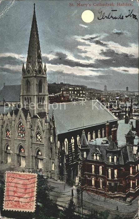 Halifax Nova Scotia St Marys Cathedral moonlight