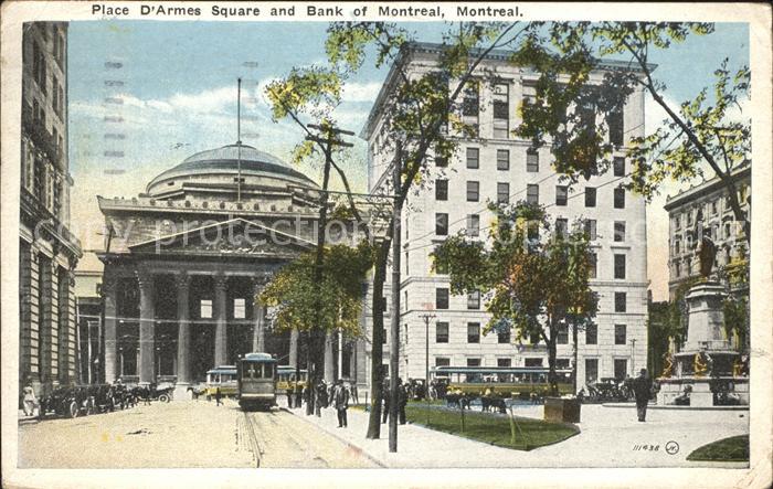 Montreal Quebec Place d Armes Square Bank of Montreal Tramway