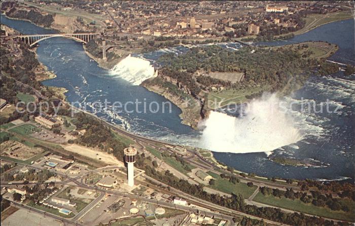 Niagara Falls Ontario Canadian Horseshoe Falls and American Falls aerial view