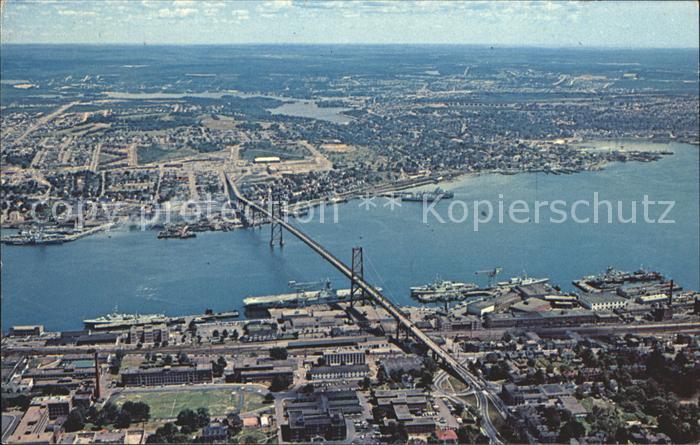 Halifax Nova Scotia Navy Docks Angus Macdonal Bridge Dartmouth aerial view