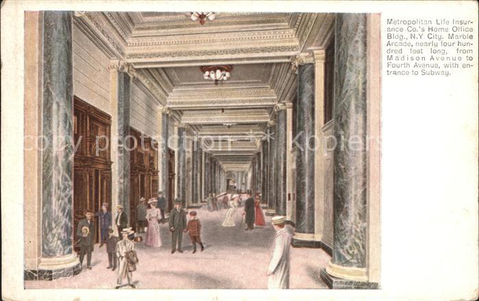 New York City Metropolitan Life Insurance Co Home Office Building Arcade