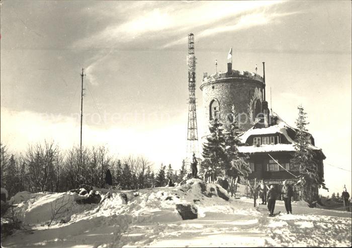 Kladno Tschechien Rozhledna na vrcholu Kleti v zime Aussichtsturm Sender