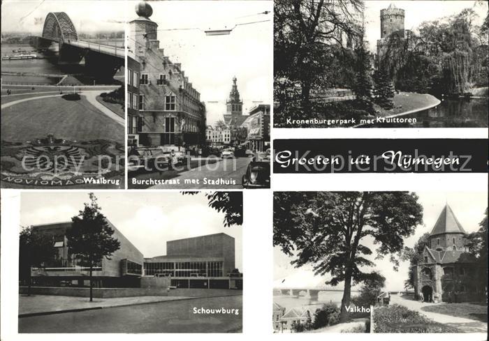 Nijmegen Waalbrug Burchstraat Stadhuis Park Toren Schouwburg Valkhof