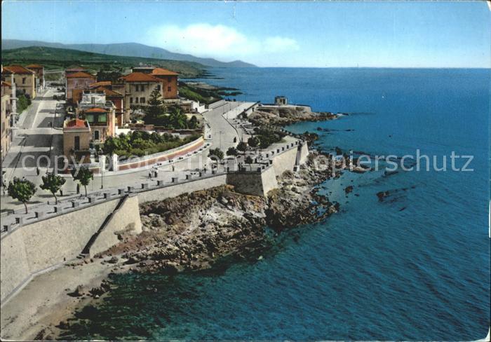 Alghero Lungomare Dante Promenade Kueste Fliegeraufnahme