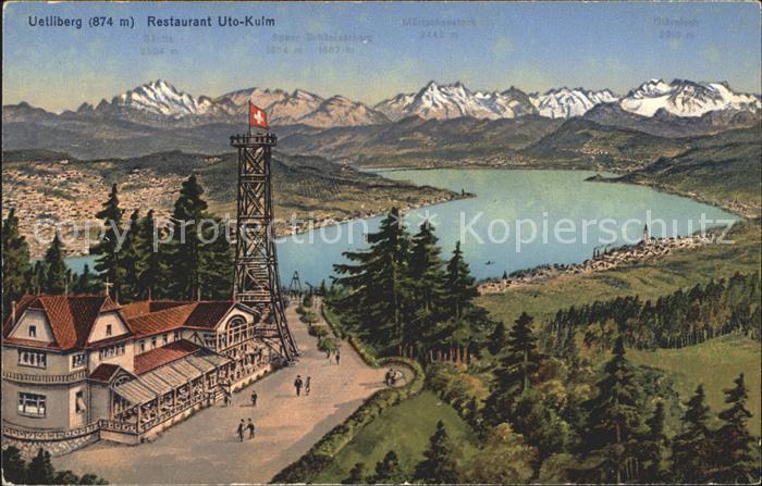 Uetliberg Zuerich Restaurant Uto Kulm Aussichtsturm Zuerichsee Alpenpanorama