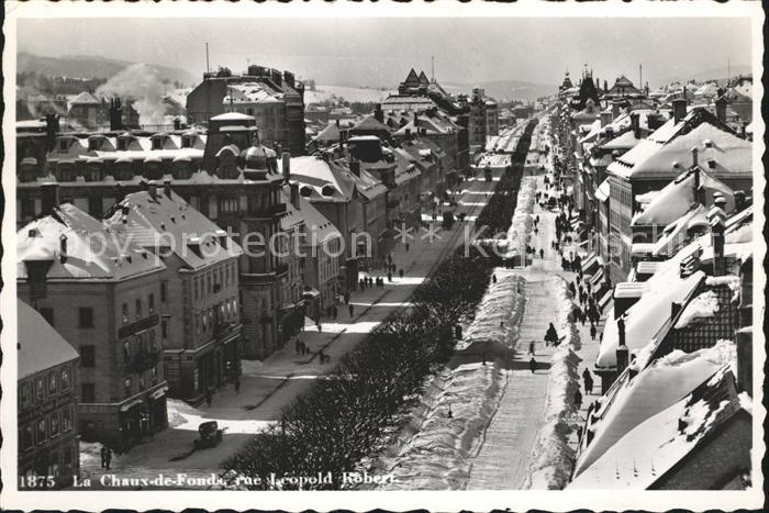 La Chaux-de-Fonds Rue Leopold Robert en hiver