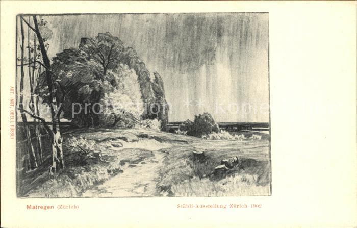 Zuerich Mairegen Staebli Ausstellung 1902 Kuenstlerkarte