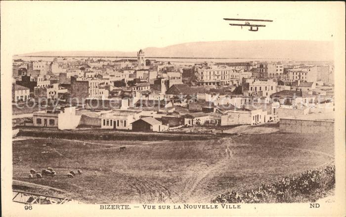Bizerte Vue sur la Nouvelle Ville avion Doppeldecker
