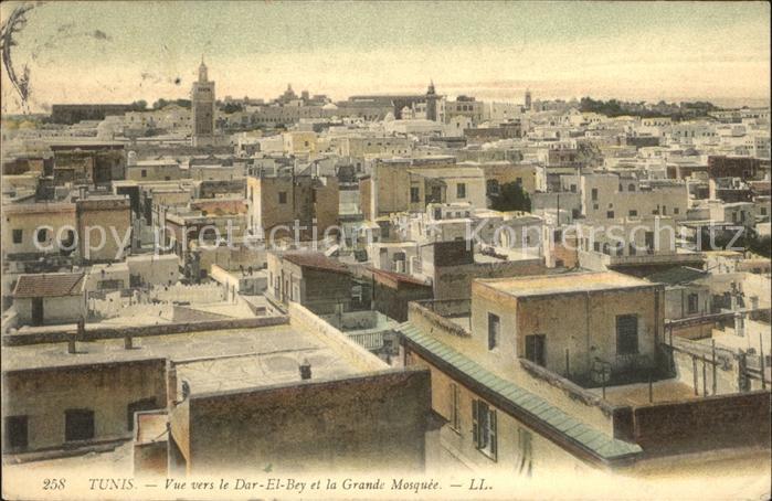 Tunis Vue vers le Dar El Bey et la Grande Mosquee