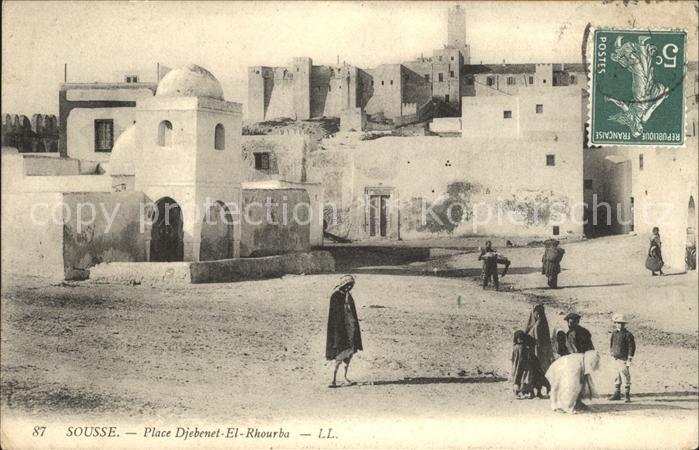 SOUssE  Tunesie Place Djebenet El Rhourba Stempel auf AK