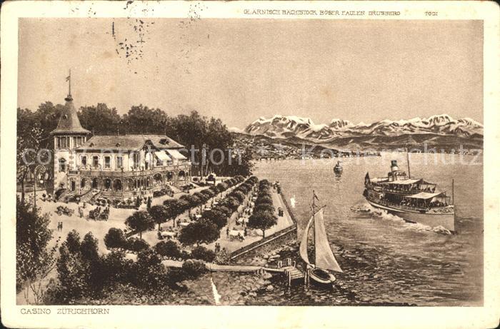 Zuerich Casino Zuerichhorn Segelboot Dampfer Alpenpanorama