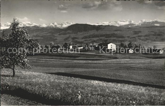 Maennedorf Heimstaette Panorama Blick gegen die Alpen