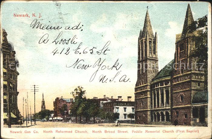 Newark New Jersey Gas Co North Reformed Church North Broad Street Peddie Memoria