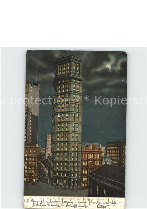 New York City St Paul Building by night moonlight Skyscraper