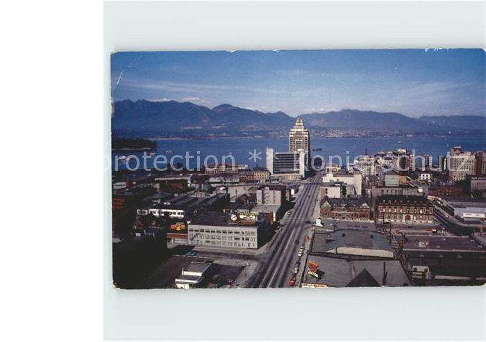 Vancouver British Columbia View with Customs and Marine Building Mountains