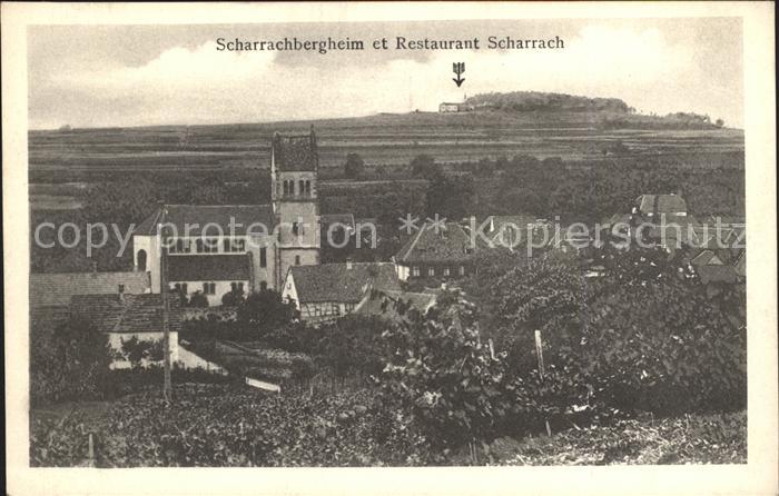 Scharrachbergheim-Irmstett Ortsansicht mit Kirche Restaurant Scharrach